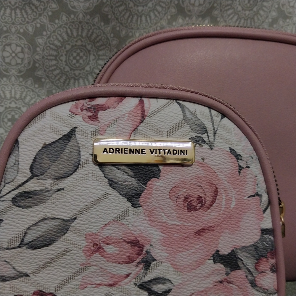 Adrienne Vittadini Rose Pink Travel Makeup Bags Pair Set